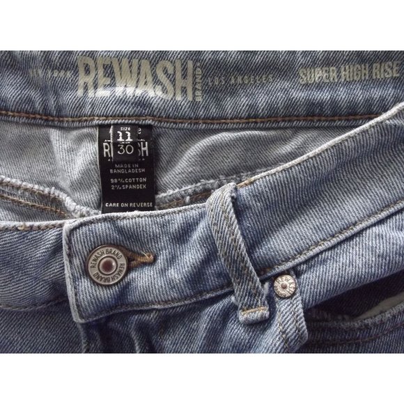 Rewash Jeans Super High Rise Wide Leg 11/30 x29" Womens Frayed Hem deconstructed - Picture 4 of 9